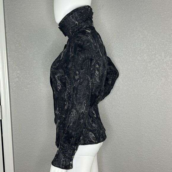 Vtg 80s Size 10 Jacket Coat Jacquard Metallic Fairy Goth Sparkle Artsy Unique - Picture 4 of 10